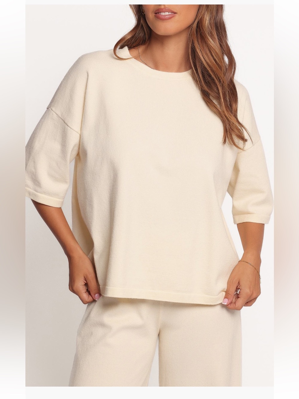 Petal & Pup Ash Knit Top white cream Large NWT